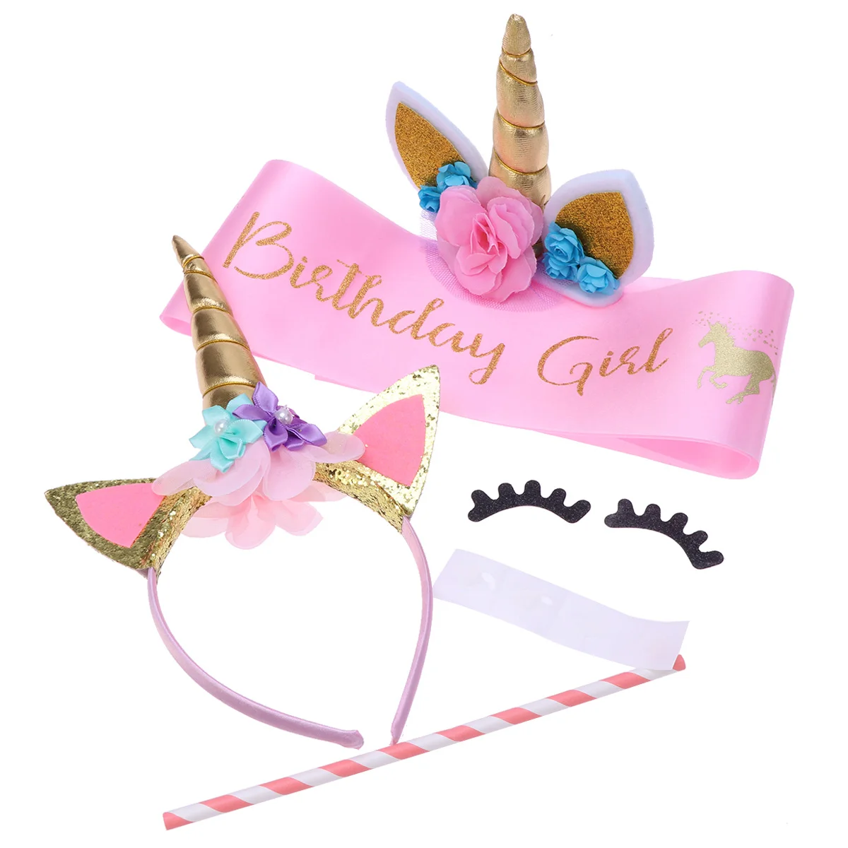 

1 Set Unicorn Themed Birthday Party Favors Kit Decoration Supplies Headwear Horn Set For Wedding Shower Classroom