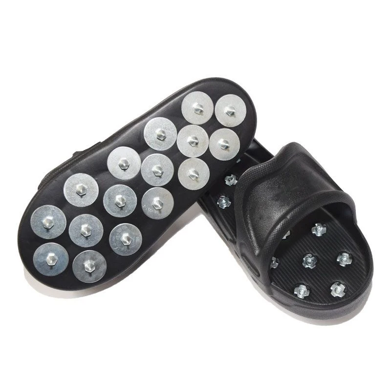 1 Pair Black Flexible Spiked Shoes for Epoxy Floor Coating Epoxy Paint Self-Leveling Cement EVA Soft Material