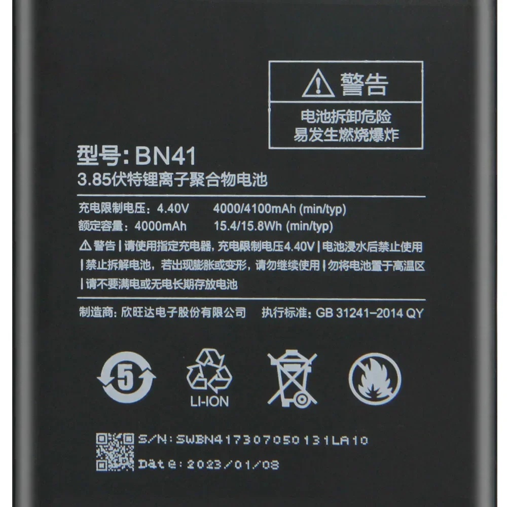 Premium Quality Battery BN41 For Xiaomi Redmi Note 4 Hongmi Note4 Pro Note 4X 4100mAh