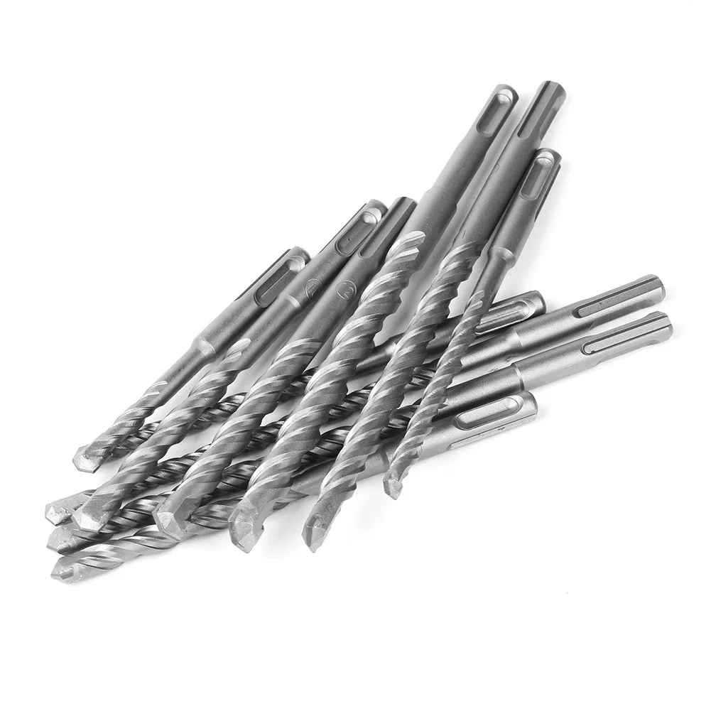 19 Pieces Per Set SDS Plus Shank Carbide Churn Drill Bits With Plastic Box Double Spiral Flute Rotary Hammer Bit Used for Stone