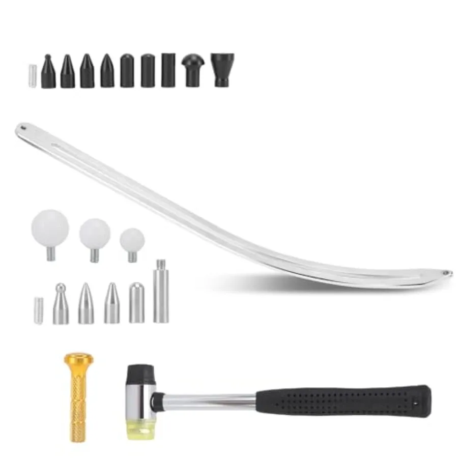 

Car Dent Removal Tool Kit, Curved Stainless Steel Dent Puller with M8 Thread, Fenders Repair Lifter and Hook Rods for Cars, Mot