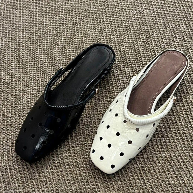 

Women Heeled Slippers Elegant Fashion Mules Shoes Hollow Woman Sandals 2025 Designer Slingback Slides New Trend Mujer Zapatos
