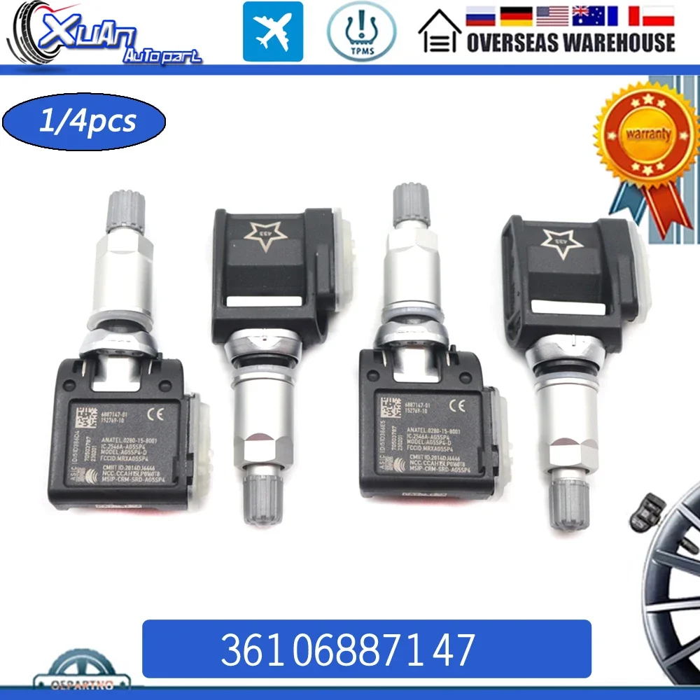 1/4PCS TPMS Tire Pressure Sensor 433MHz 36106887147 A0009052102 For Mercedes-Benz VS30 W177 W247 W213 BMW G30 G20 6887140-01