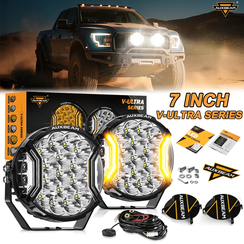 Auxbeam 7inch LED Work Light Pods Day Driving Lamps Side Shooter Pod Lights