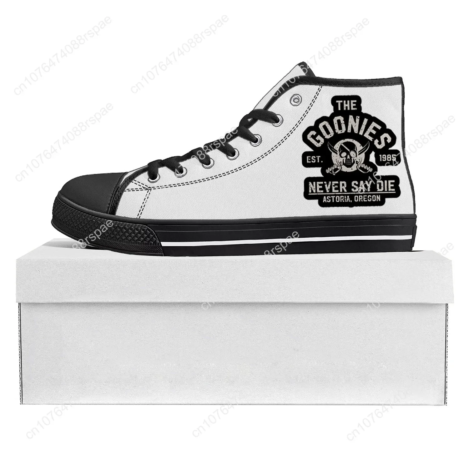 Goonies Never Say Die Skull Pirate Rock zapatillas de deporte de alta calidad para hombres y mujeres, zapatillas de lona para adolescentes, zapatos personalizados para parejas