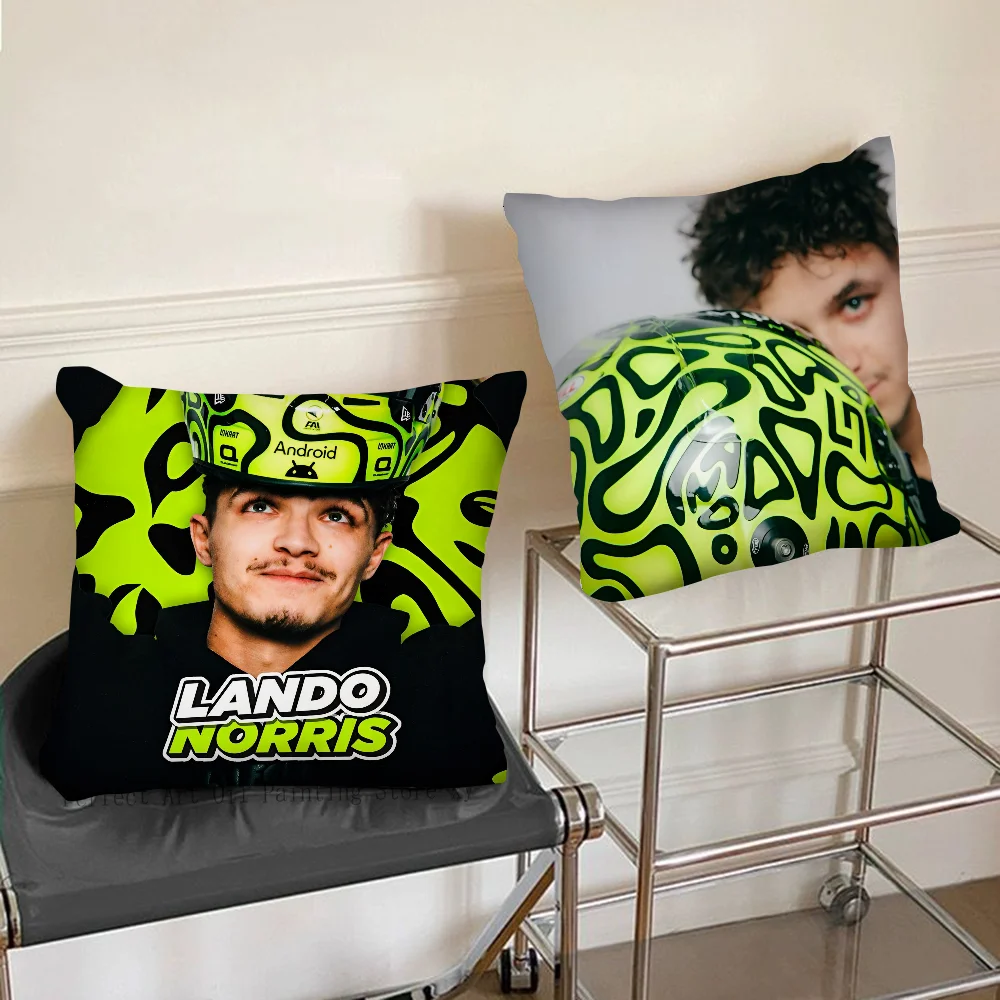 2024 L-Lando N-Norris Pillow Case Fashion Square F1 Pillowcase Bedroom Sofa Room Ins Decoration Leisure Cushion Cover