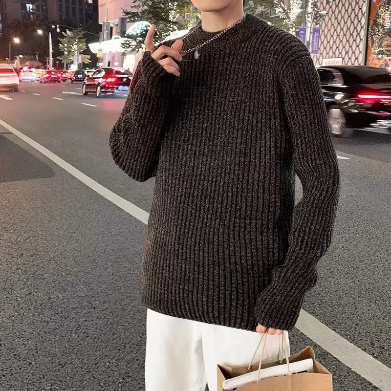 

Осень-зима, мужской трикотаж больших размеров, облегающий модный свитер с высоким воротником, Cleanfit 250, модный топ