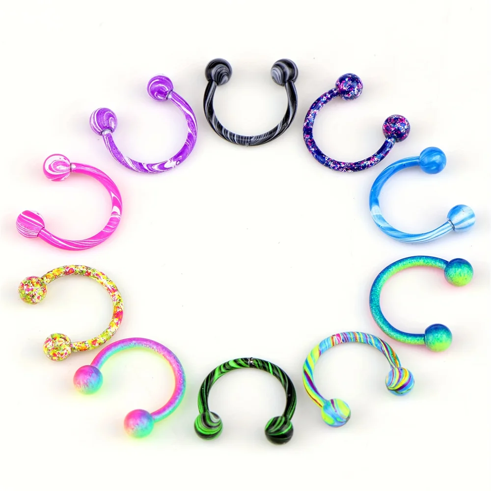 10pcs Stainless Steel C Type Septum Nose Lip Ear Piercing Ring Set Nostril Pirsing Nose Ring Body Piercing Jewelry for Women