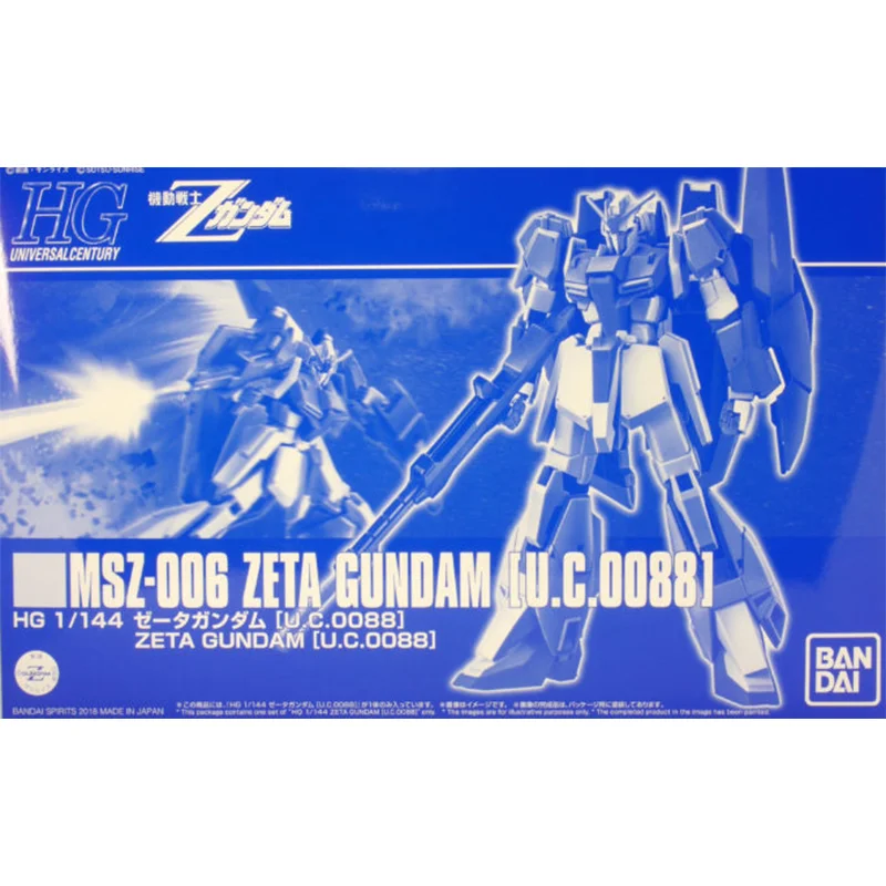 バンダイ-オリジナルのガンダムアクションフィギュア,子供のおもちゃ,ギフト,直接配達,hg MSZ-006,ゼータガンダムu.c 0088