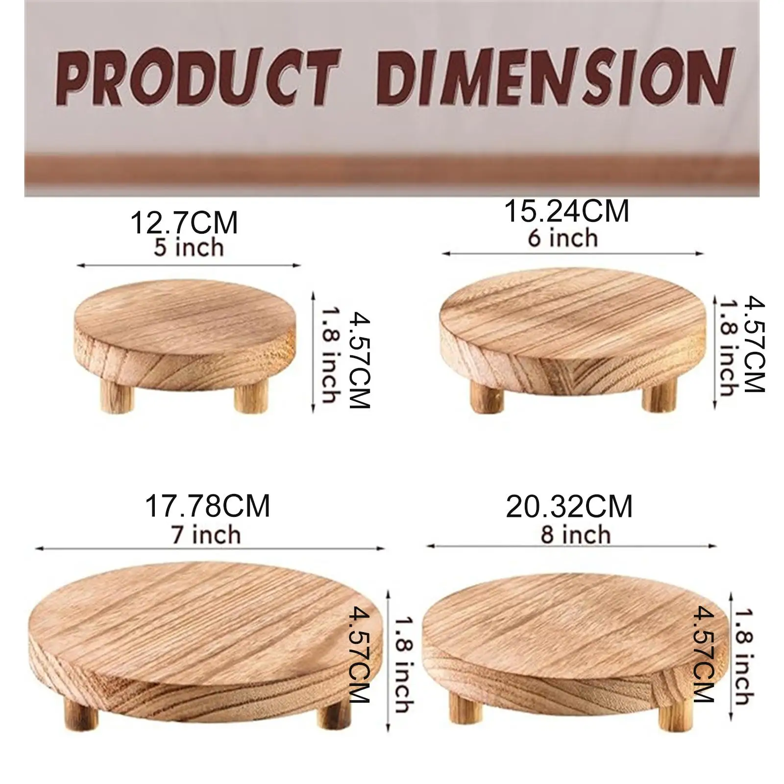 Wood Tray Riser Plant Stand Pedestal Holder for Kitchen Vanity Bathroom Decor Organizer Multi Purpose Stand