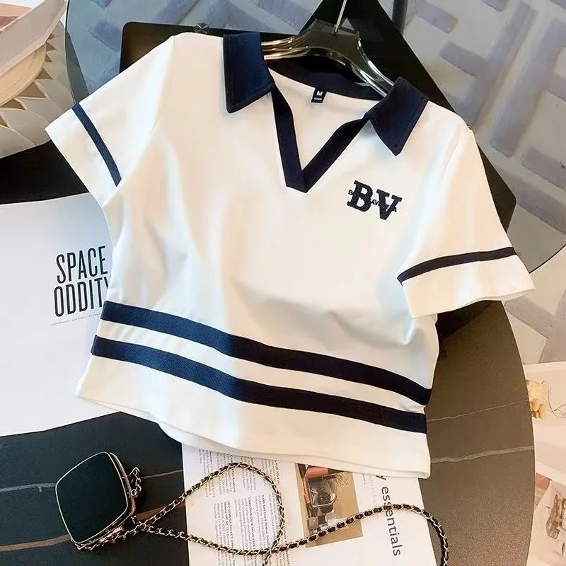 2024 Summer Women's suit V-neck T-shirt and Shorts 2-piece suit short-sleeved top hem tracksuit 2 piece sets womens outfits