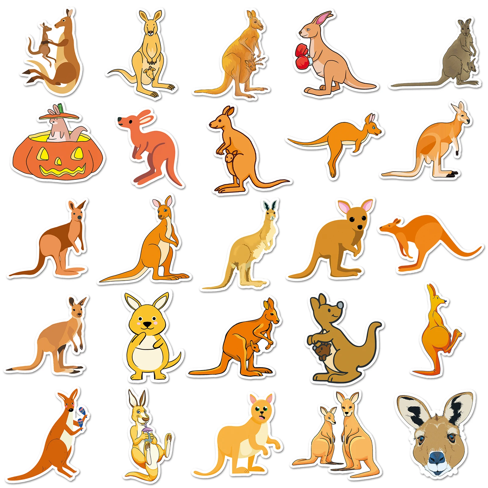 50pc Kangaroo series Cartoon Cute Graffiti Stickers Suitcase Laptop Guitar Skateboard Personalized Decoration Stickers