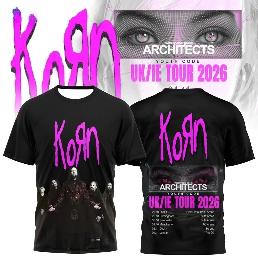 Korn Band_Concert Posters Printed T-shirt Daily Fashionable Casual Sports T-shirt Suitable for Both Men and Women