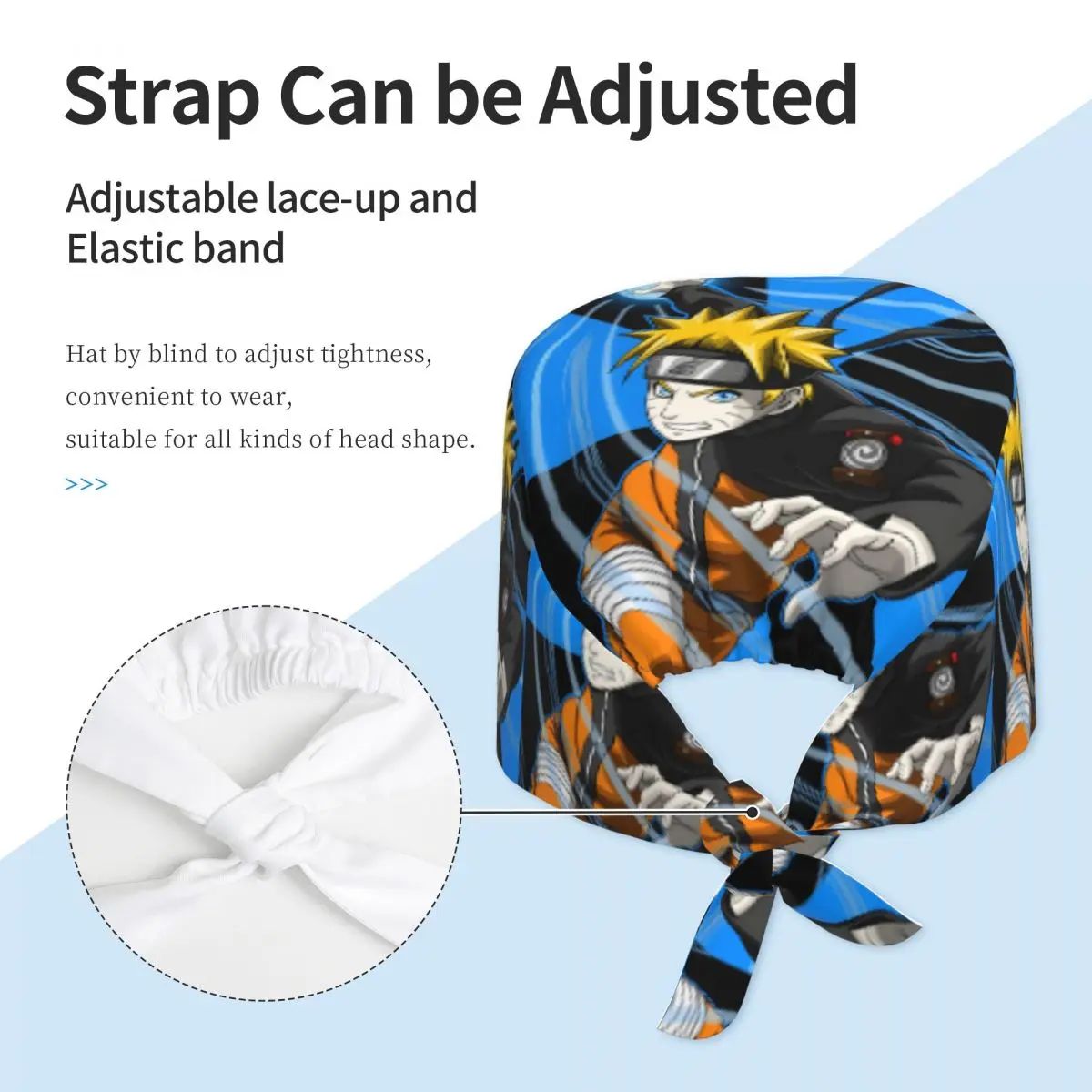 Personnalisé réglable Cool u-zumakies n-narutoes chapeau de travail femmes hommes chapeau chirurgical gommage soins infirmiers médecin chirurgien casquette pour Chef