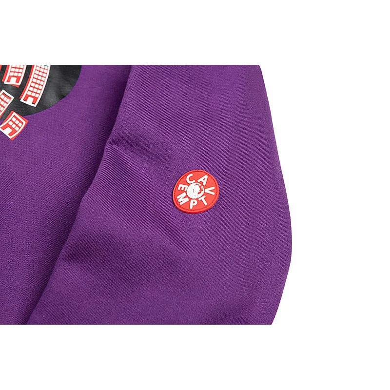 Hip-Hop Loose Purple CAVEMPT C.E Hoodie Men Woman 2022fw Casual Pullover Heavy Fabric Splicing Cav Empt Sweatshirts Inside Tags