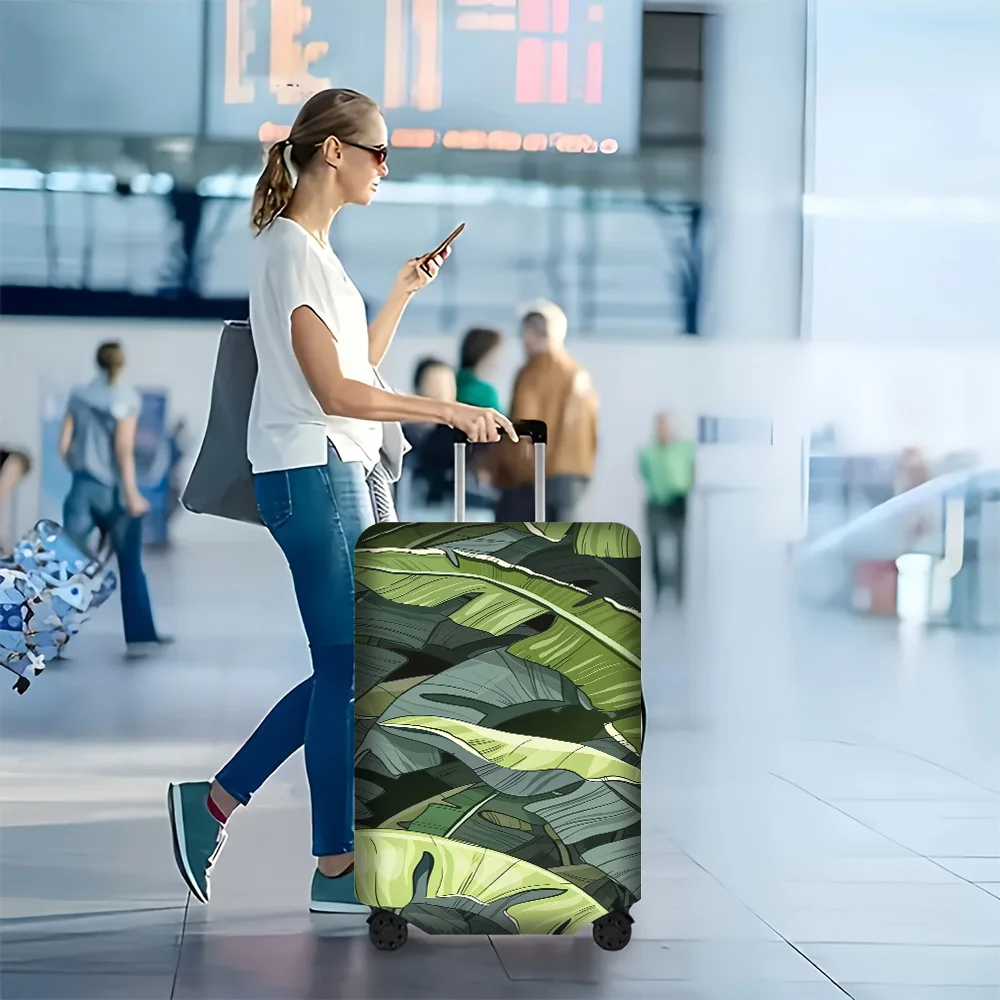 

1PC Tropical Jungle Leaf Print Luggage Cover for luggage sizes 18-32 inches; dust and elastic travel accessories to effective