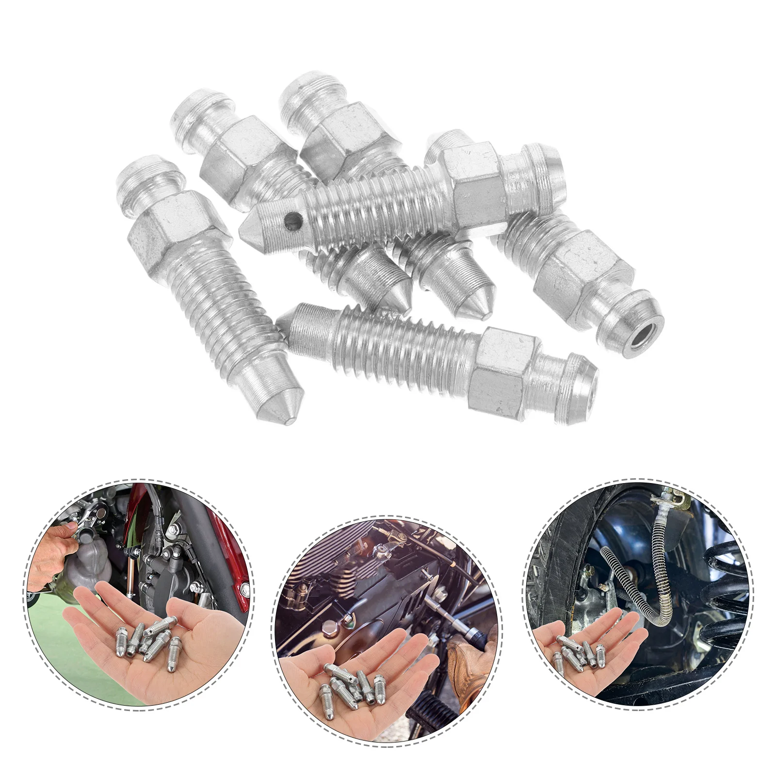 

6Pcs Brake Bleeder Screws Galvanized Iron for Car Motorcycle Caliper Pump Bleeding Length 32mm Multifunctional Tool