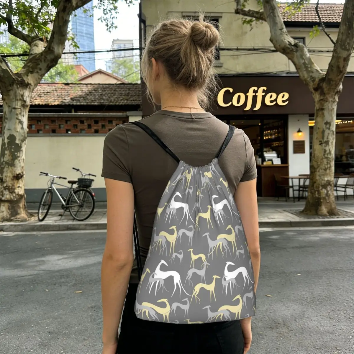 Greyhound Whippet Dog Backpacks Multi-function Drawstring Bags Sundries Bag Book Bags for Man Woman School
