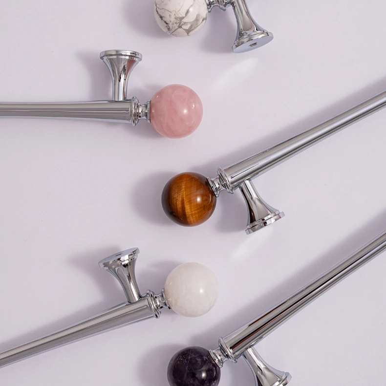 Crystal style cabinet handle with chrome finished brass base — product image 22