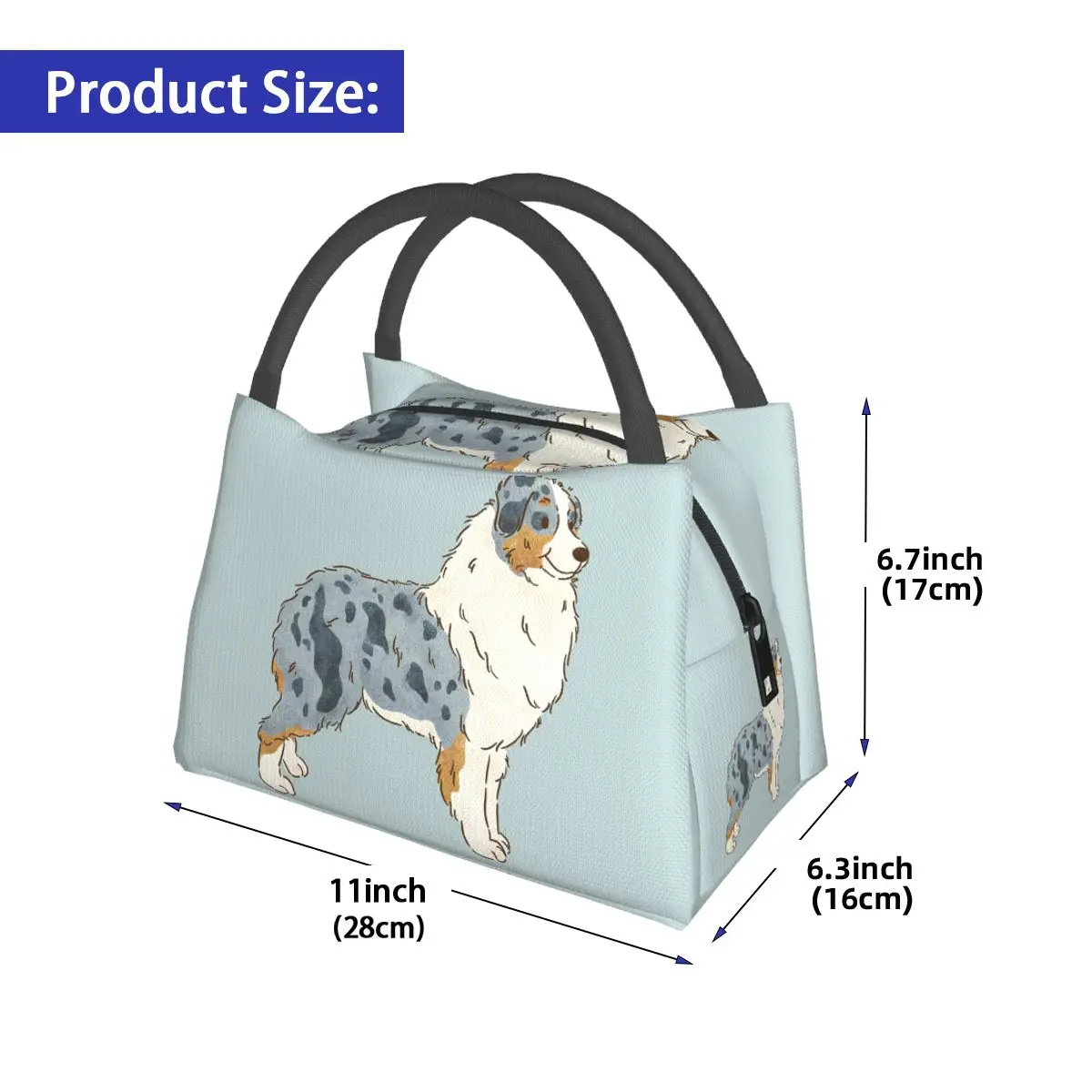 Australian Shepherd Aussie Dog Insulated Lunch Bag for Women Children Portable Food Boxes Thermal Lunch Box Tote