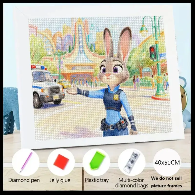 

1PC 5D DIY Full Drill Diamond Painting Kit, Zootopia Judy Hopps Police Officer Cartoon Character Large Canvas 40x50CM Diamond Ar