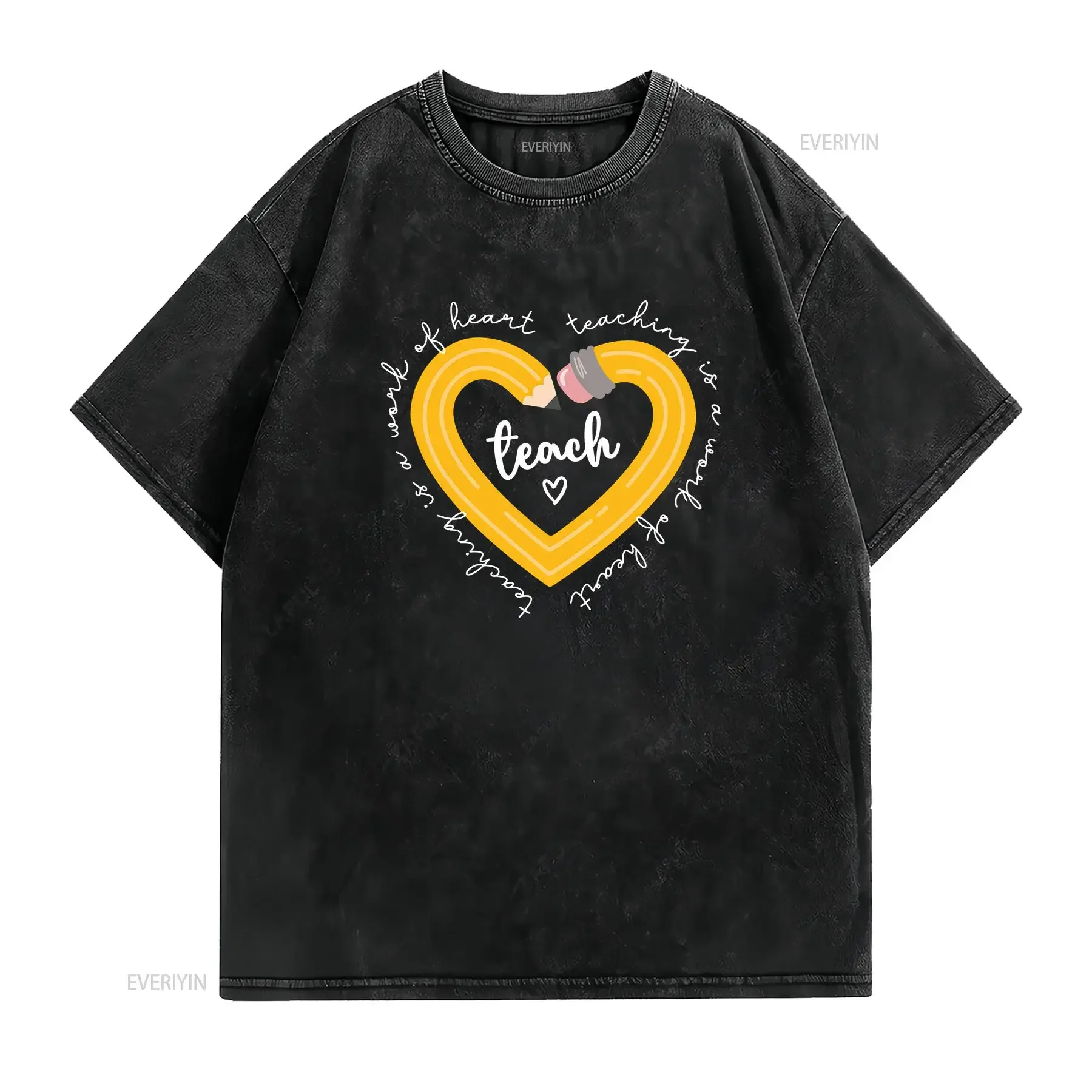 Teach Pencil HearT T Shirt Kindergarten Teacher Field Trip for Teachers vintage Washed Stylish designer clothes