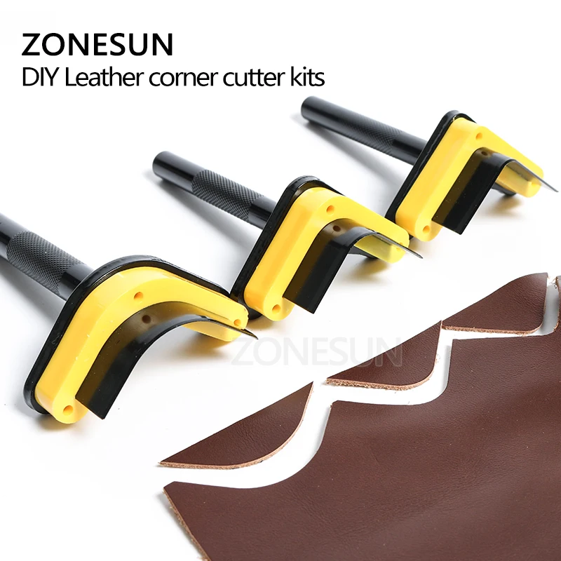 ZONESUN DIY Leather Corner Cutter Kit Manual Belt Round Cut Punch Belt Round Shape Tool Corner Radius 5/10/20mm Leather Fillet