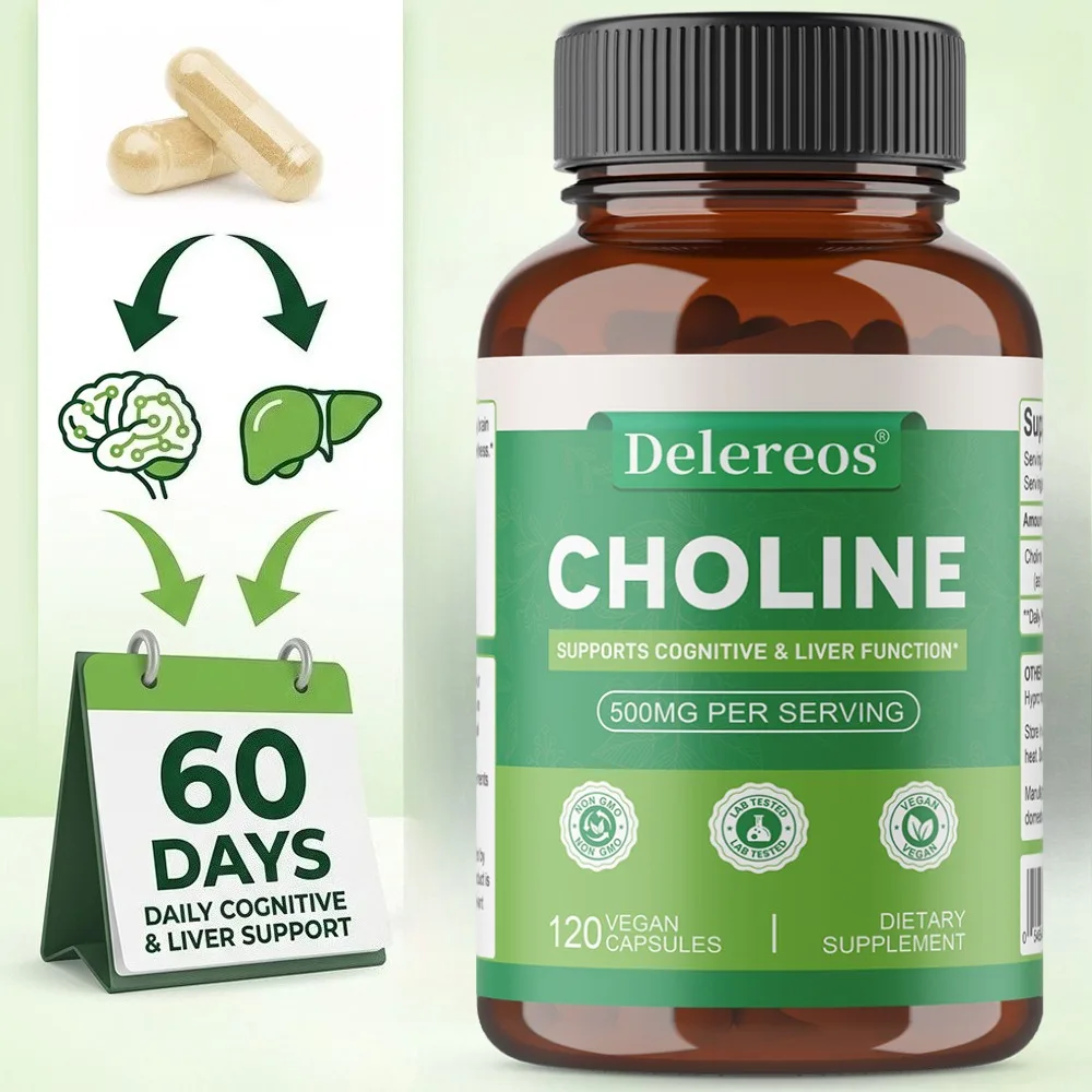 Choline, 500 Mg Per Serving, 120 Capsules | Supports Memory & Focus, Liver Function and Mental Clarity for Women and Men