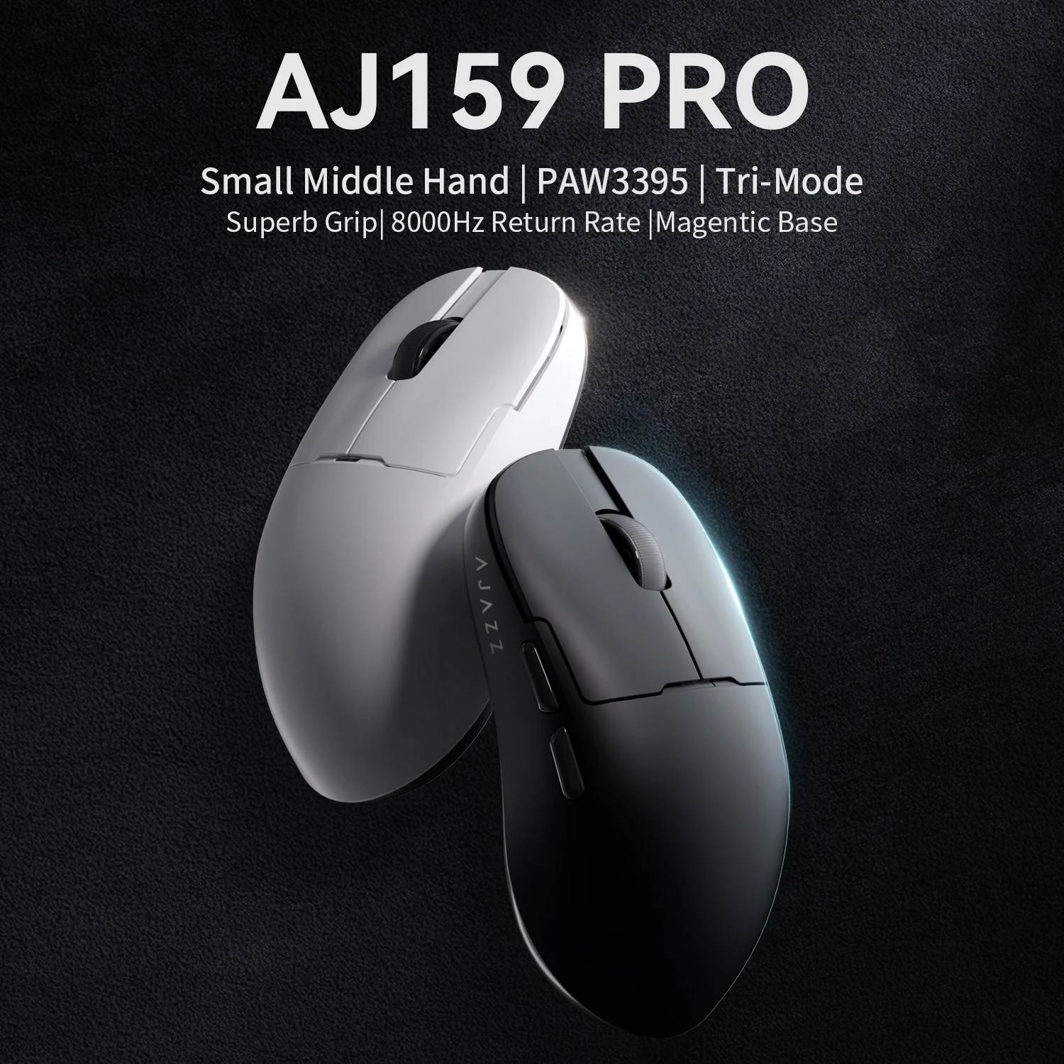 Ajazz AJ159PRO Wireless Gaming Mouse Magnetic Charging Base Set PAW3395 Sensor DPI26000 Tri mode Office Mouse 400mAh Battery