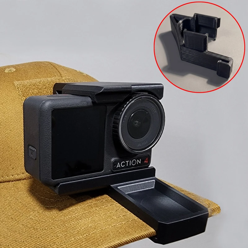 1PCS For DJI Osmo Action 3/4/5 Hat Clip Mount Cap Fixing Stand 3D Printed DIY Accessories for Hands-free FPV Recording/Vlogging