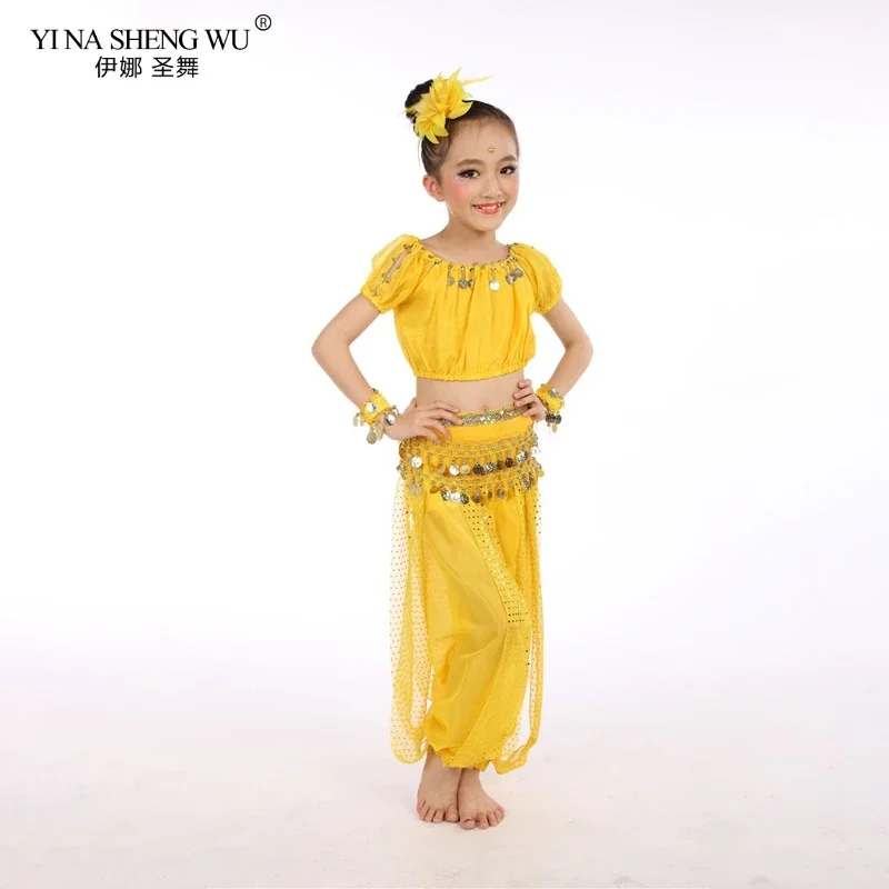 Eleganckie ręcznie robione dzieci dziewczyna piękne kostiumy do tańca brzucha dzieci 2/3/5 sztuk zestaw taniec brzucha egipt Bellydance ubrania najlepsze spodnie