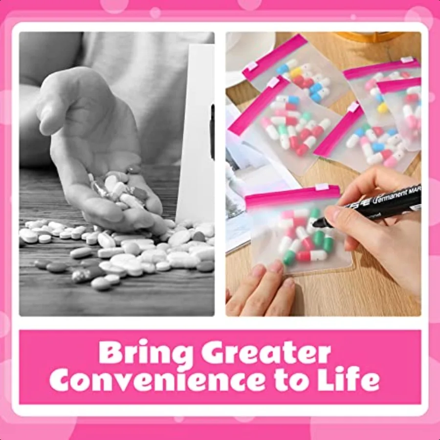 24 قطعة أكياس كيس حبوب منع الحمل انغلق مجموعة قابلة لإعادة الاستخدام شفافة الطب المنظم ختم أكياس السفر البلاستيكية مع قفل الشريحة ل