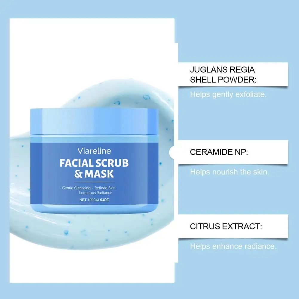 

New Blue Facial Scrub Deep Clean Removing Dead Skin Brightening Exfoliating Scrubber Lighten Purifying Face Removing Dead Skin