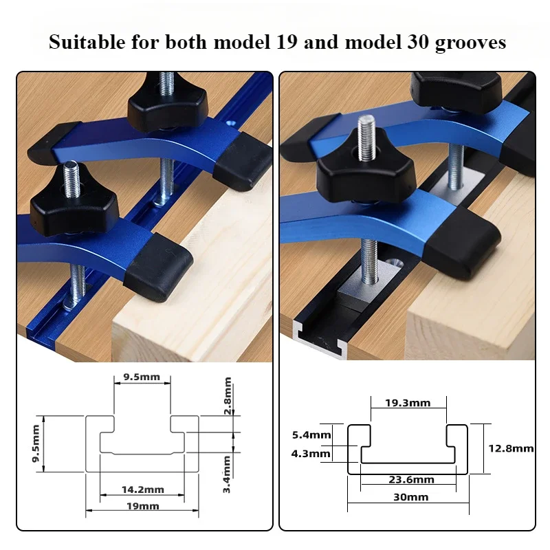 

1Pc Quick Acting T-Track Hold Down Clamp with T Bolts and Silder Aluminum Alloy Woodworking Clamps for Routers Drill Presses CNC