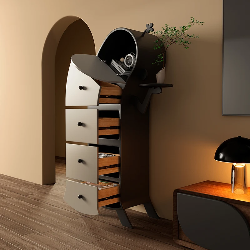 Cute waist robot pure solid wood living room chest of drawers TV cabinet next to the cabinet against the wall