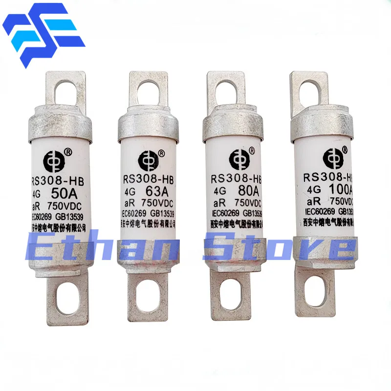 10PCS Fuse RS308-HB 4G 10A 16A 20A 25A 32A 40A 50A 63A 80A 100A aR 750VDC Molten core