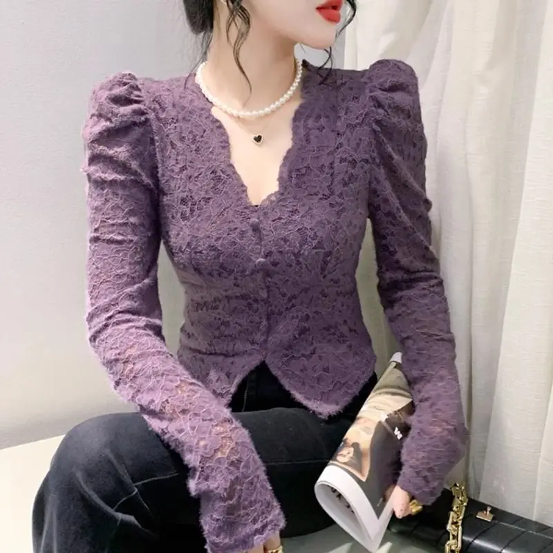 Girls Kawaii Fashion Lace See Through T Shirts Blouse Women Tops Ladies Sexy Clothing Female Woman Aesthetic Clothes BPA1175