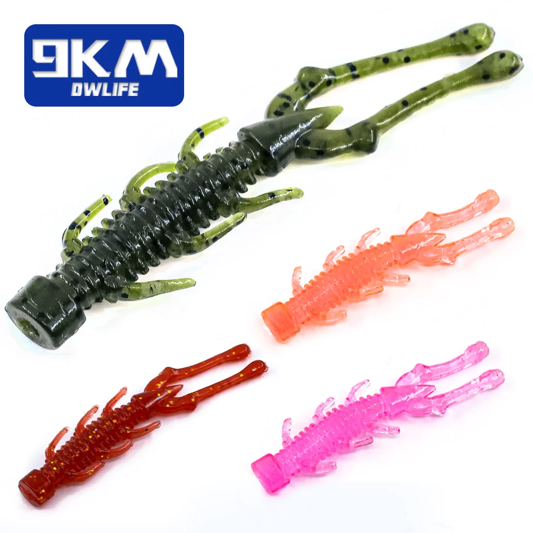 9KM Soft Silicone Fishing Lures for Bass Swimbaits Dragonfly Larva Lures Freshwater Trout Panfish Catfish Perch Saltwater 10Pcs