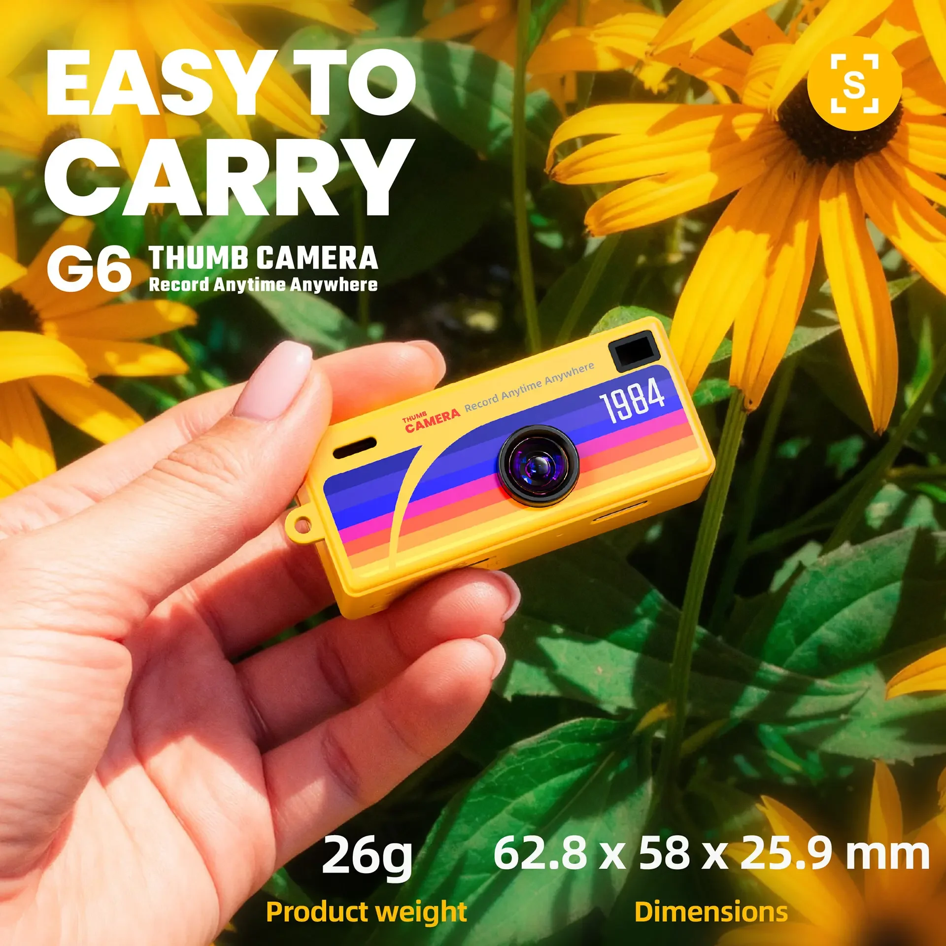 G6 Toy Camera Retro Mini Keychain Thumb Camera 1080P HD Video Recorder Built in Flash Auto Focus 130 ° Wide Angle Lens LCD Scree