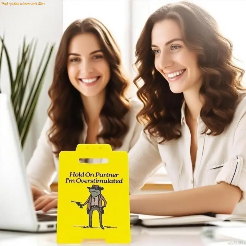 203F Funny Office Desk Warning Signs Gag Gift for Coworkers teammate Employee Hold on Partner I'm Overstimulated Desk Signs