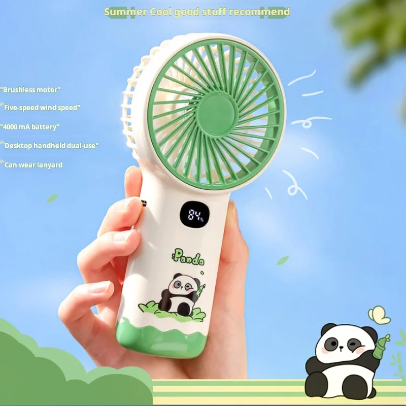 

Panda popular handheld fan 2024 mini little fan rechargeable ultra-long life battery handheld fan student gift Electric fan