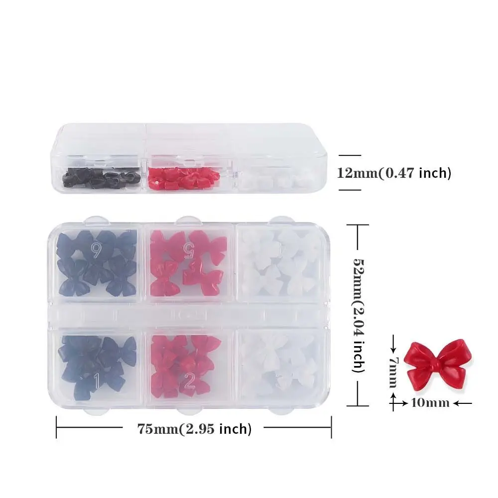 DIY Nail Charms Bow Nail Decorations White Red Black Nail Art Supplies Bowknot Nail Accessories Resin Nail Accessories