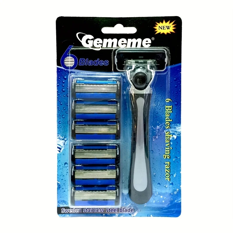 

Men's Manual Shaver, 6-layers Blades Razor, Facial Hair Removal Tools, Safety Shaver
