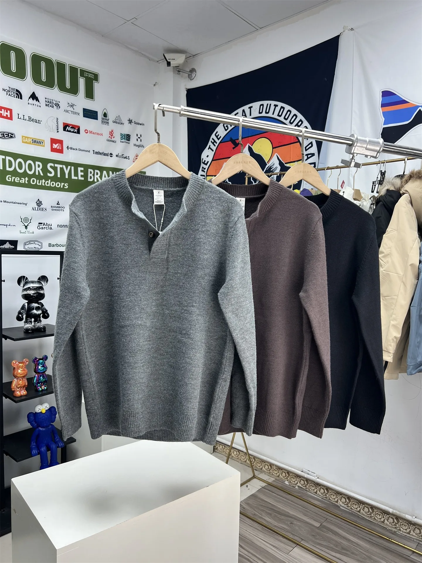 

Удобный вязаный свитер с воротником-хенли, теплый, осенне-зимний, классический, стильный, мужской, длинный, термо-свитер