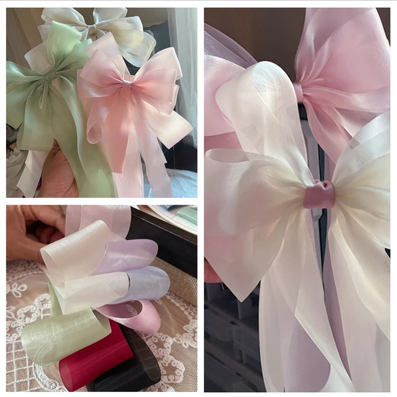 4cm New Flowing Light Ribbon Big Bow Ribbon Accessories Hair Clip DIY Gift Box Flower Bundle Packaging Handmade Material