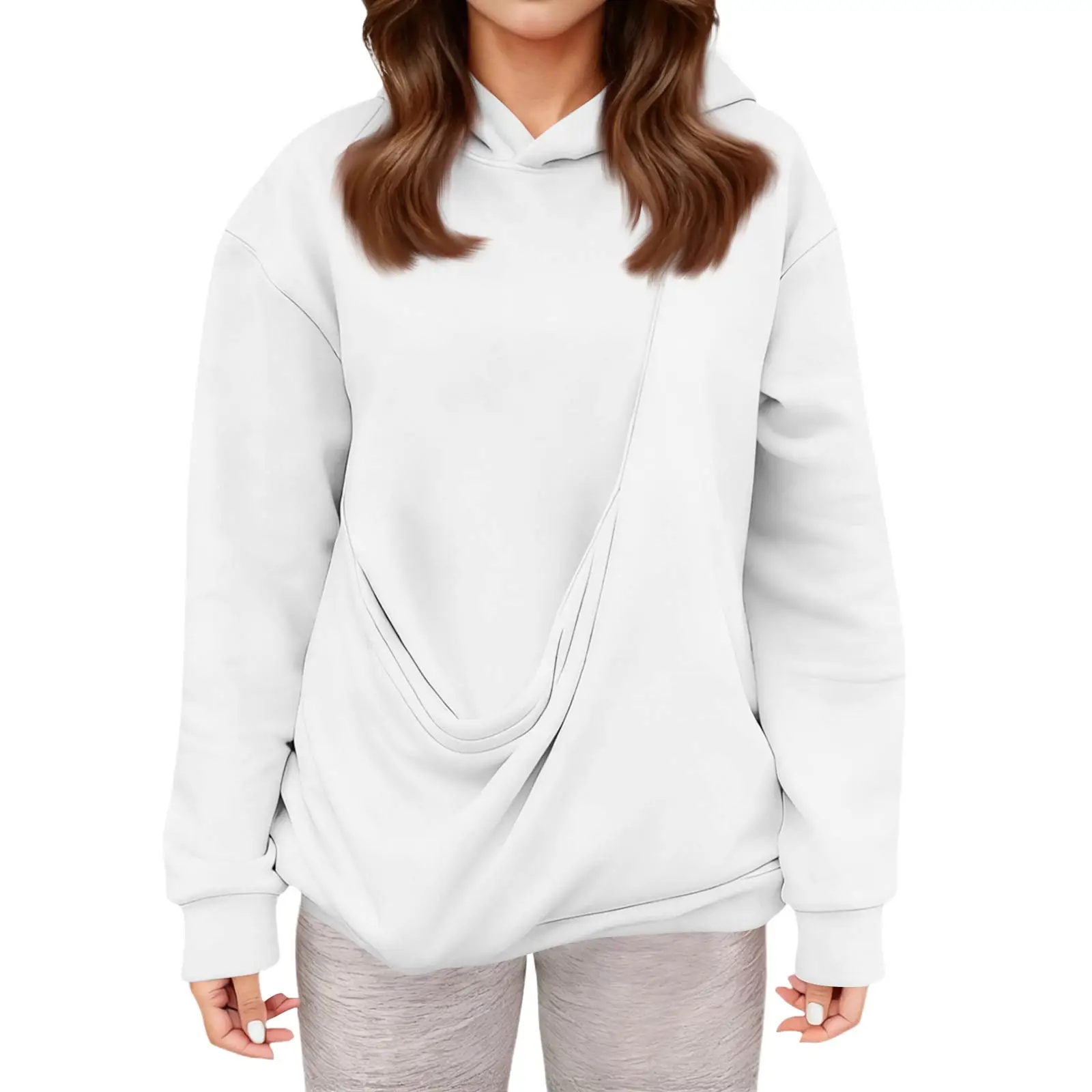 قمم للنساء أزياء نسائية يومية غير رسمية بقلنسوة وأكمام طويلة ملابس نسائية Ropa De Invierno Mujer