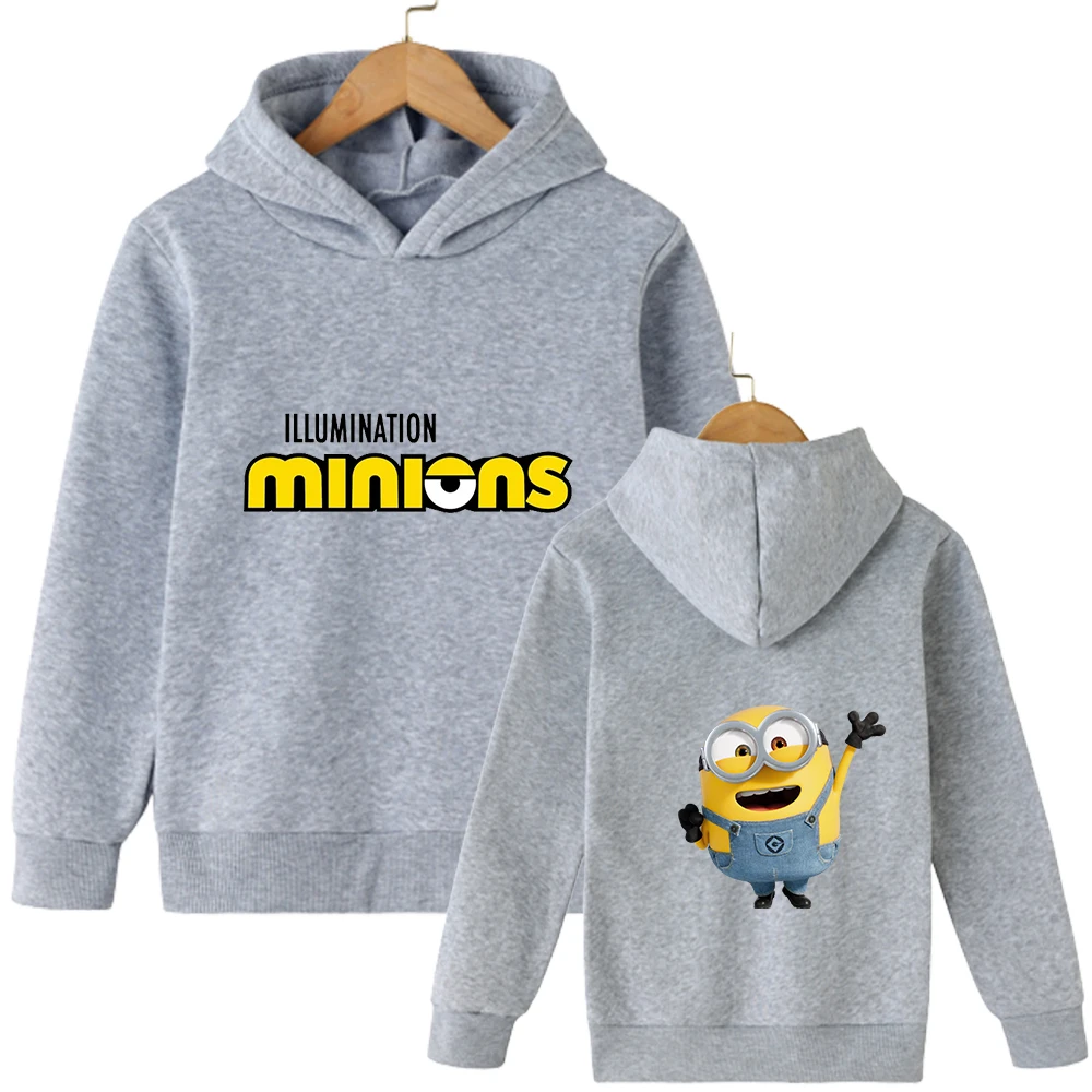 Cartoon Printed Minions Children's Hoodie Comfortable and Lightweight Autumn/Winter New Kid Clothing Girls' Loose Fit Shirt