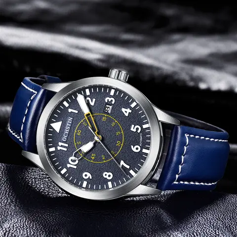 OCHSTIN पुरुषों के लिए स्वचालित मैकेनिकल मूवमेंट घड़ी चमड़े का पट्टा नायलॉन पुरुष घड़ी फैशन वाटरप्रूफ पुरुषों के लिए उपहार कलाई घड़ियाँ 8 best sales ओचस्टिन घड़ियाँ - №6