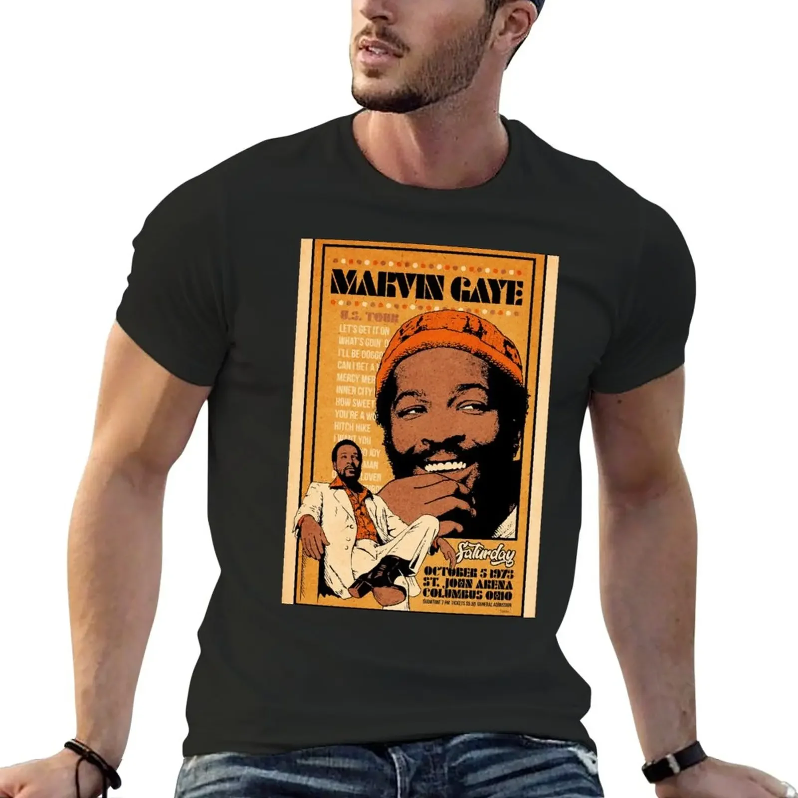 

marvin gaye tour concert T-Shirt customs anime heavyweights mens graphic t-shirts