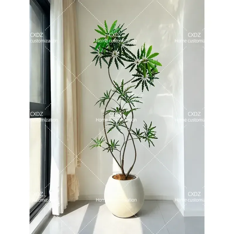 Simulated green plants high-end light luxury peacock wood indoor living room high-end sense large floor ornament fake tree